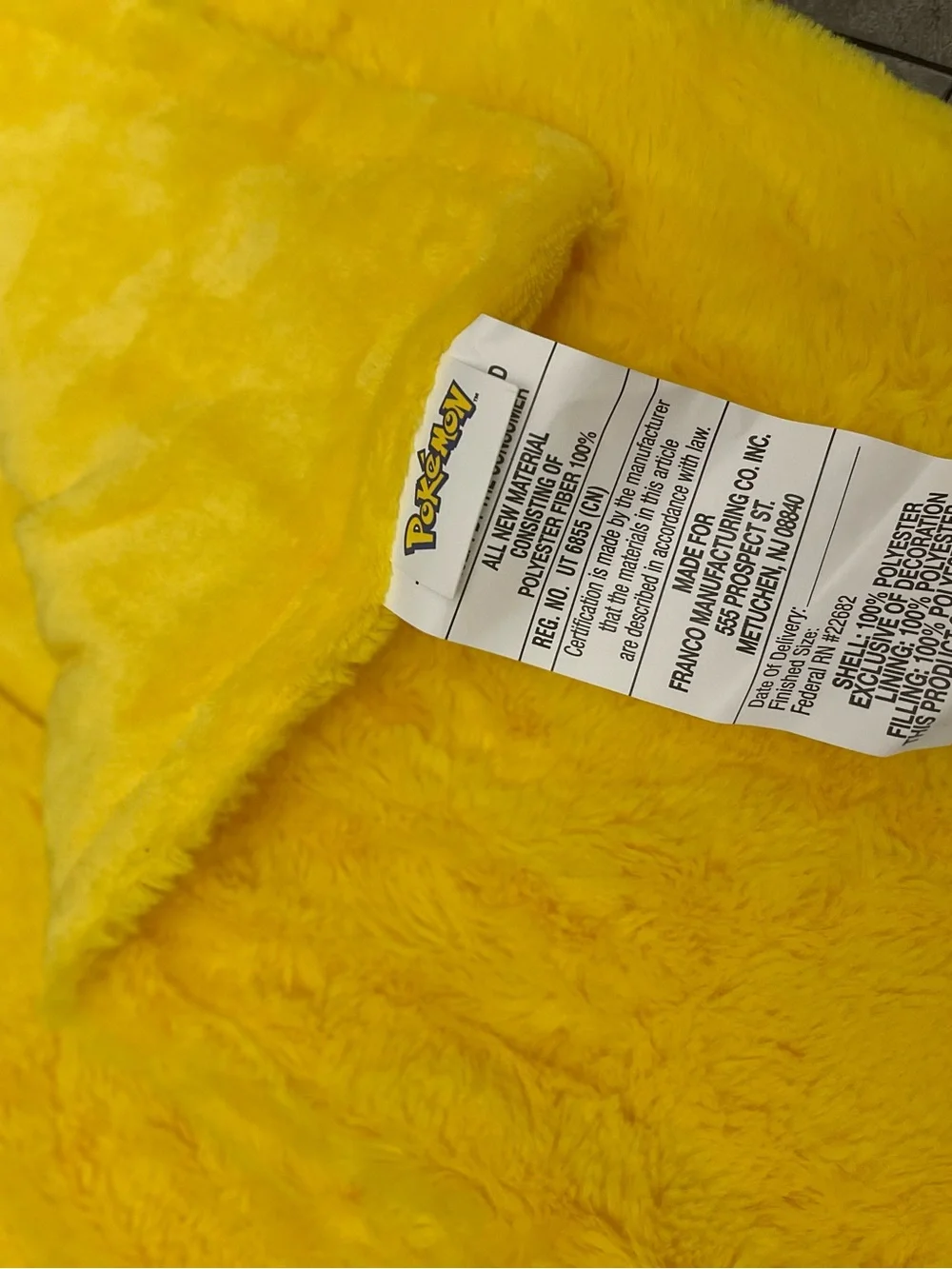 Pokemon Yellow Pikachu Plush Throw Blanket
